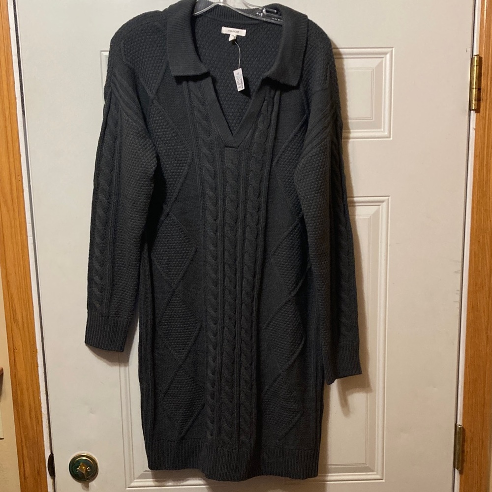 Maurices Charcoal Cable Knit Dress‎ L NWT